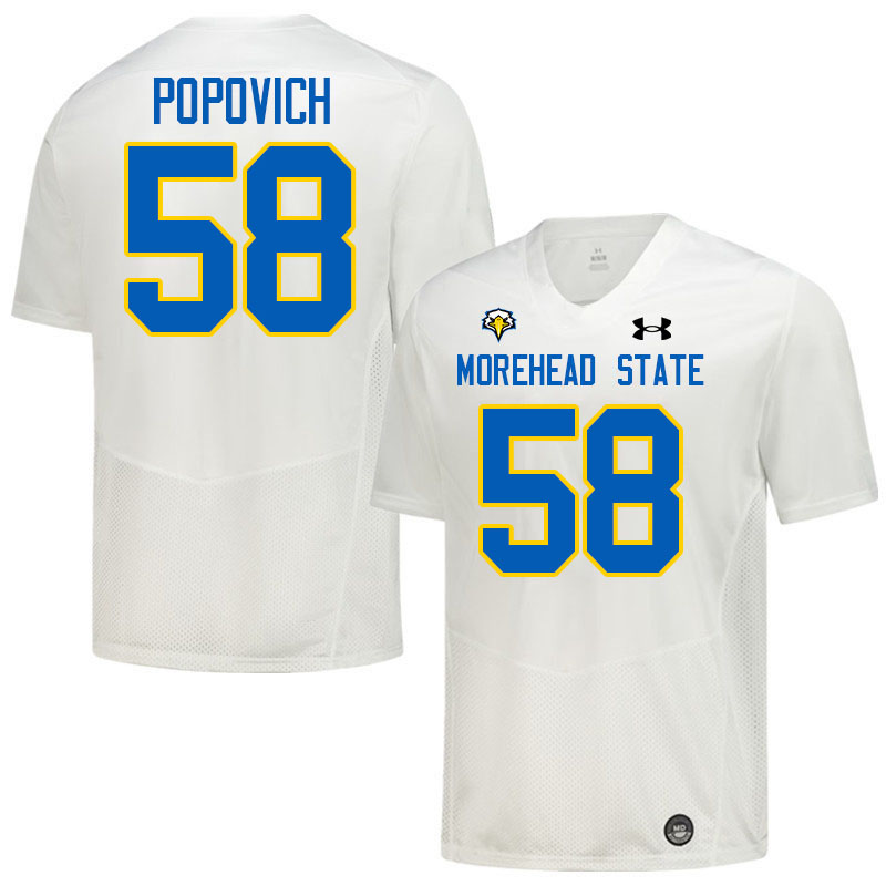 Morehead State Eagles #58 Luke Popovich College Football Jerseys,Uniforms-White